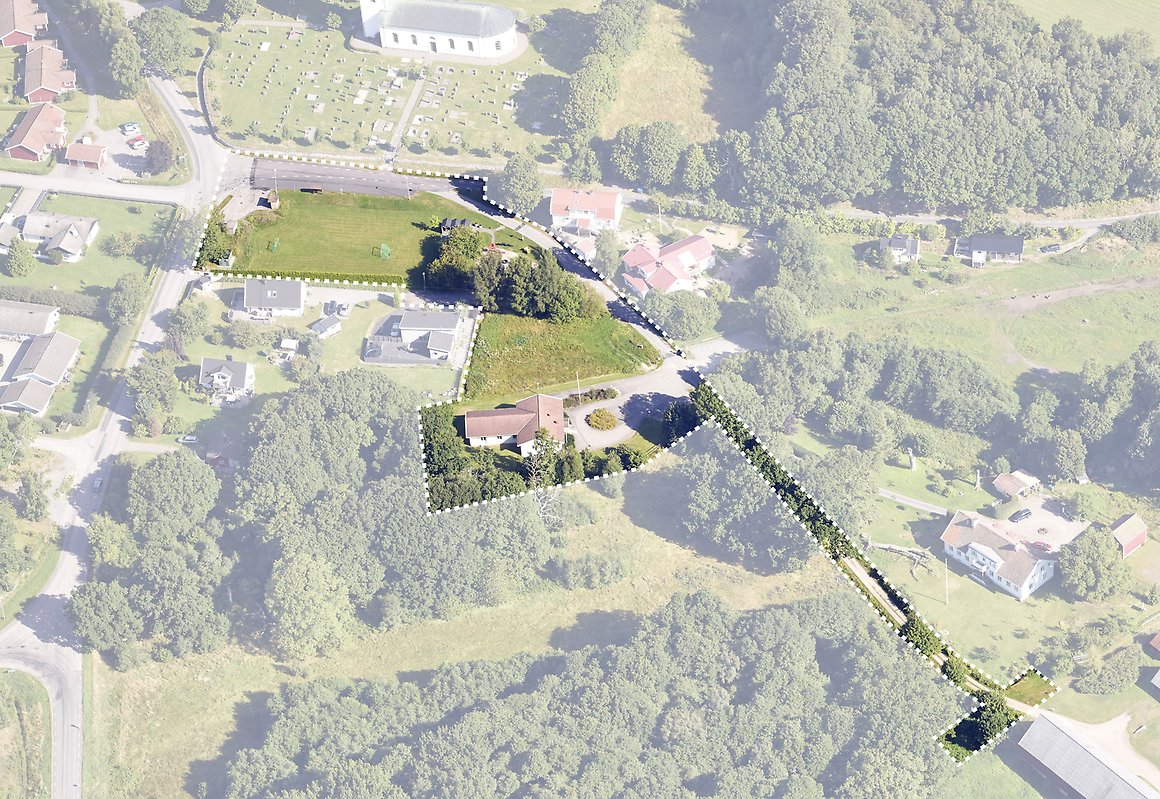 Flygbild över centrala Valinge